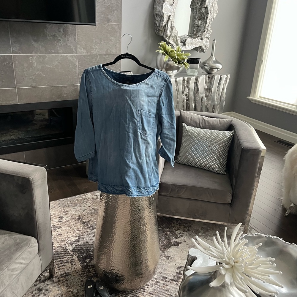 Alexander Jordan softest faded denim casual dinner top size XL